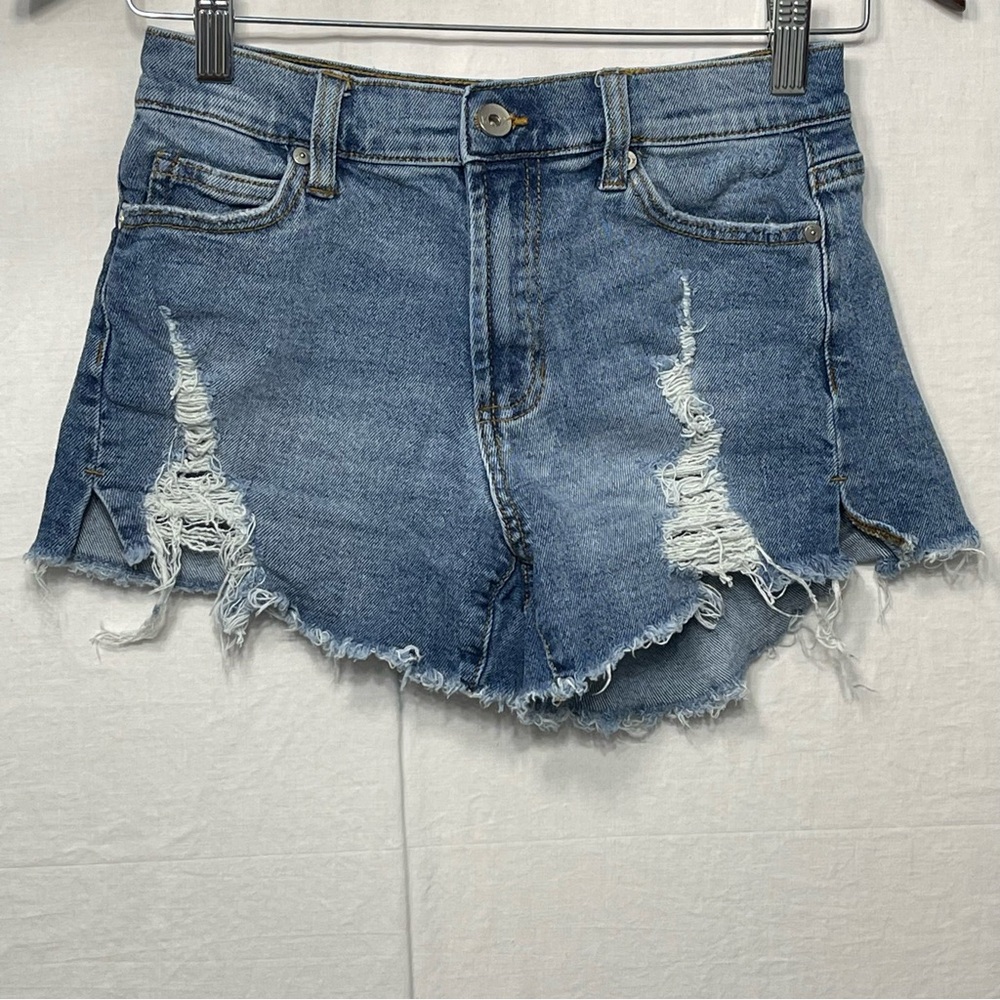 KENDALL‎ + KYLIE The Icon Denim Shorts Womens 0/24 Distressed Cutoff